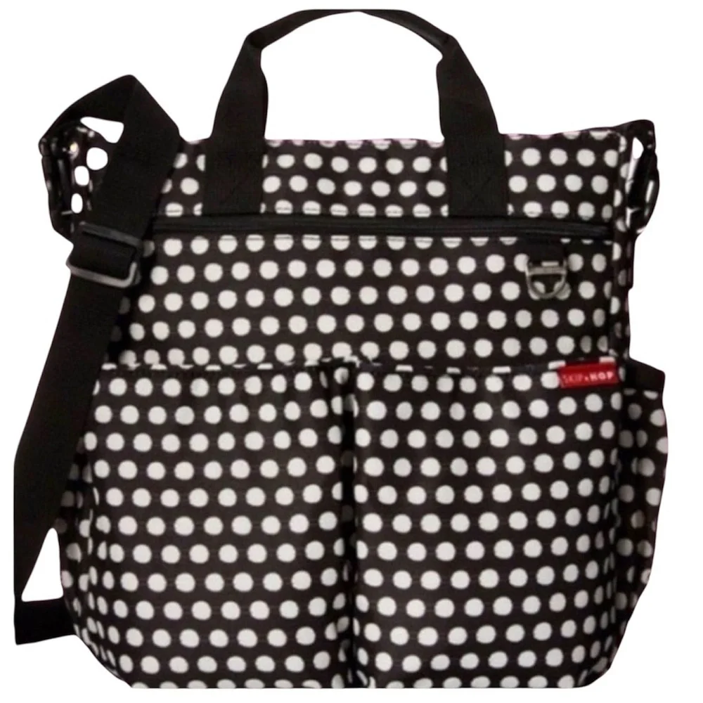 Skip Hop tote polka dots black white diaper bag messenger style target designer